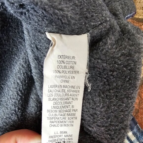 L.L. Bean Mens Fleece Lined Flannel Shirt, Blue Plaid, Cotton, Size Medium - Picture 4 of 9
